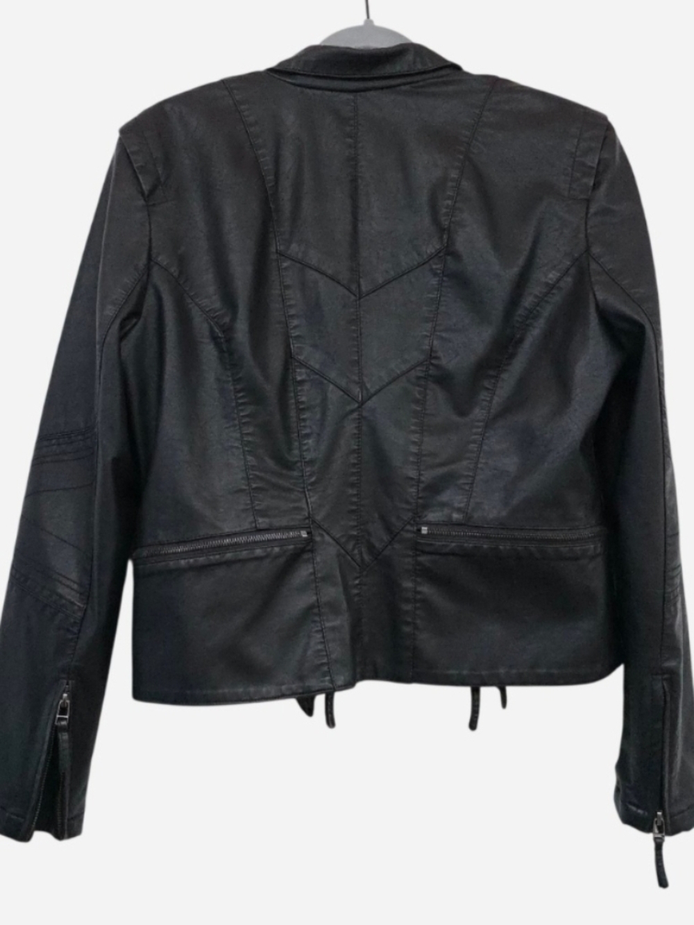 Blank NYC Black Faux Vegan Leather Moto Zip Jacket, L/XL - Picture 5 of 14